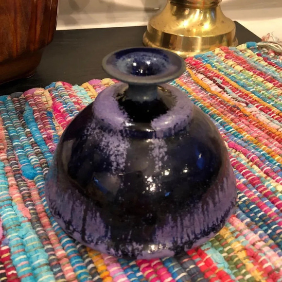 Handmade Purple Glaze Pottery Bud Vase - Picture 1 of 8